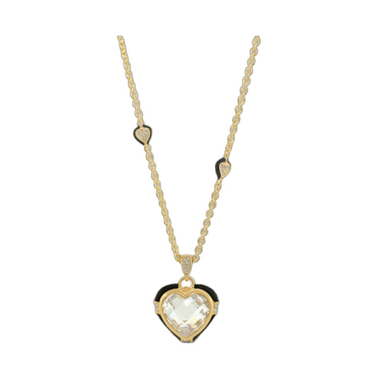 Prince Charming Necklace by Lauren G Adams, gold-tone chain with crystal-heart pendant on Tampa Home & Garden Store