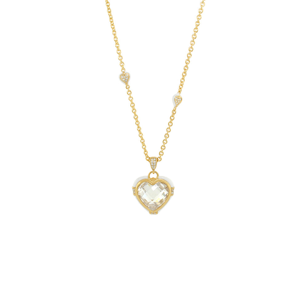 Prince Charming Necklace by Lauren G Adams, gold-tone heart pendant with crystal on dainty chain on Tampa Home & Garden Store