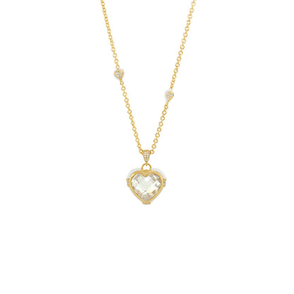 Prince Charming Necklace by Lauren G Adams, gold-tone heart pendant with crystal on dainty chain on Tampa Home & Garden Store