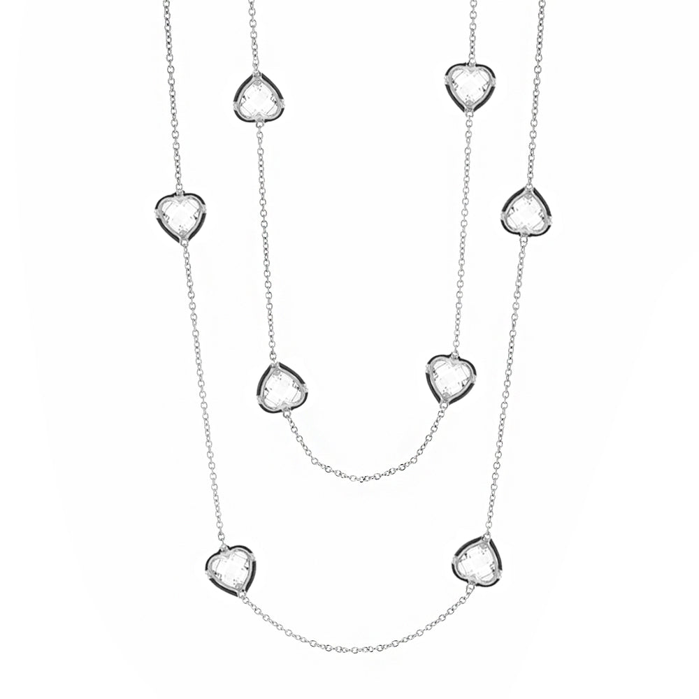 Prince Charming Necklace long silver chain with heart-shaped crystal charms, Lauren G Adams on Tampa Home & Garden Store