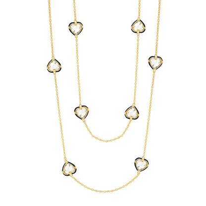 Prince Charming Necklace by Lauren G Adams with gold-tone chain and heart crystal charms on Tampa Home & Garden Store