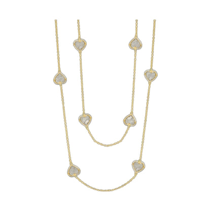 Prince Charming Long Necklace with gold-tone chain and heart crystal charms along the length on Tampa Home & Garden Store