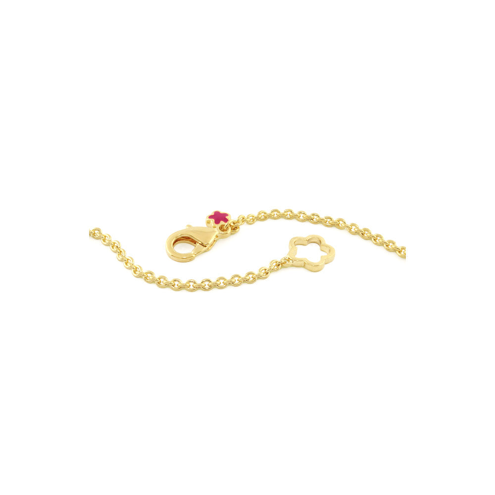 Prince Charming Necklace gold long chain with floral clover charm and pink accent on Tampa Home & Garden Store