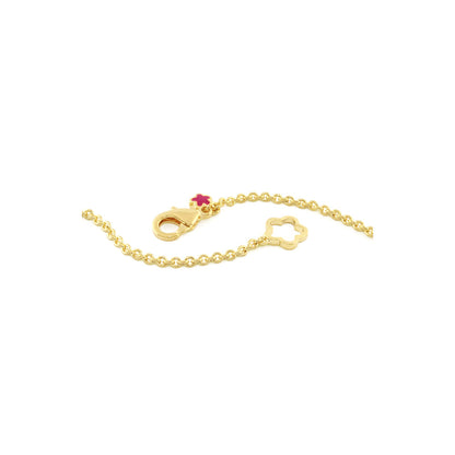 Prince Charming Necklace gold long chain with floral clover charm and pink accent on Tampa Home & Garden Store