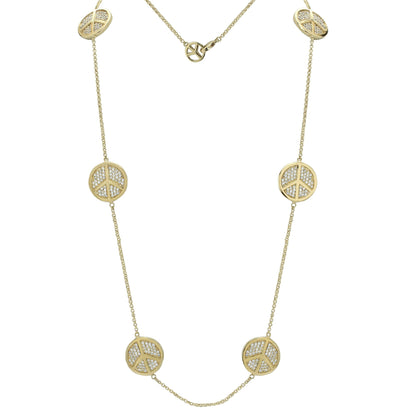 Rhodium Finished Peace Sign Necklace by Lauren G Adams; pavé crystal peace discs on Tampa Home & Garden Store
