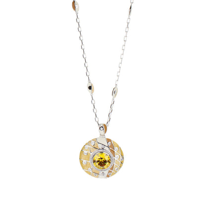 Sunburst Necklace pendant by Lauren G Adams, two-tone gold and silver with crystal accents on Tampa Home & Garden Store