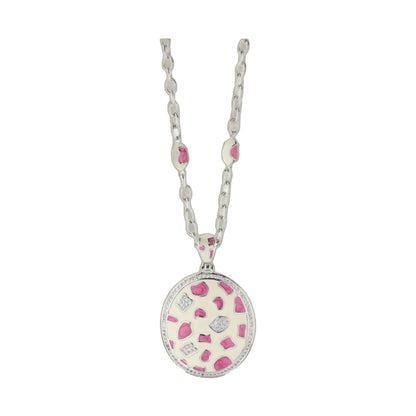 Animal Paradise Necklace pink enamel pendant on silver chain by Lauren G Adams on Tampa Home & Garden Store