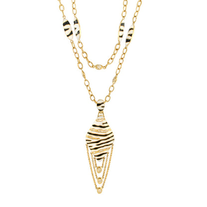 Animal Paradise Necklace by Lauren G Adams, gold zebra-striped pendant on layered chains on Tampa Home & Garden Store