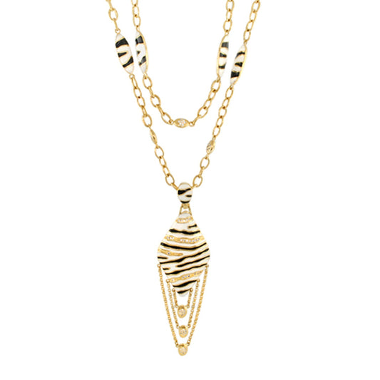Animal Paradise Necklace by Lauren G Adams, gold zebra-striped pendant on layered chains on Tampa Home & Garden Store