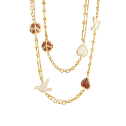 Peace And Dove Double Chain Necklace gold-tone long chain with dove charms by Lauren G Adams on Tampa Home & Garden Store