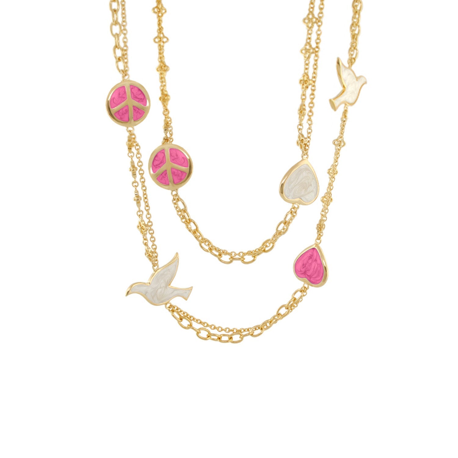 Peace And Dove Double Chain Necklace by Lauren G Adams, gold long necklace on Tampa Home & Garden Store