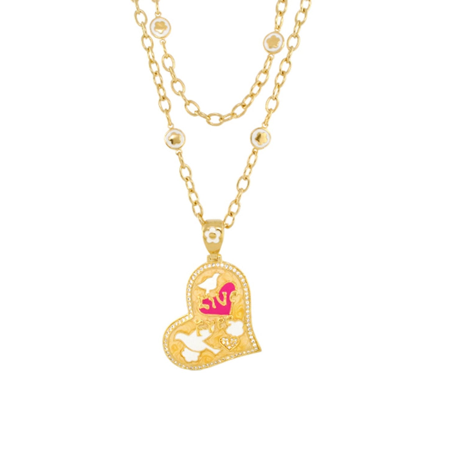 Peace and Dove gold heart pendant necklace with dove motif by Lauren G Adams on Tampa Home & Garden Store