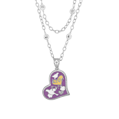 Peace and Dove pendant necklace by Lauren G Adams, purple heart pendant on a silver chain on Tampa Home & Garden Store