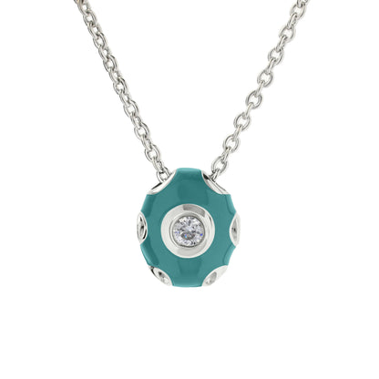 Tiny Dots Necklace teal pendant with crystal centerpiece on silver chain by Lauren G Adams on Tampa Home & Garden Store