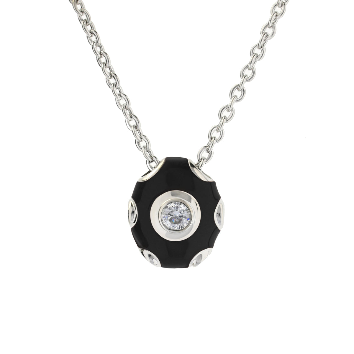Tiny Dots Necklace by Lauren G Adams on silver chain with black bead and crystal accents on Tampa Home & Garden Store