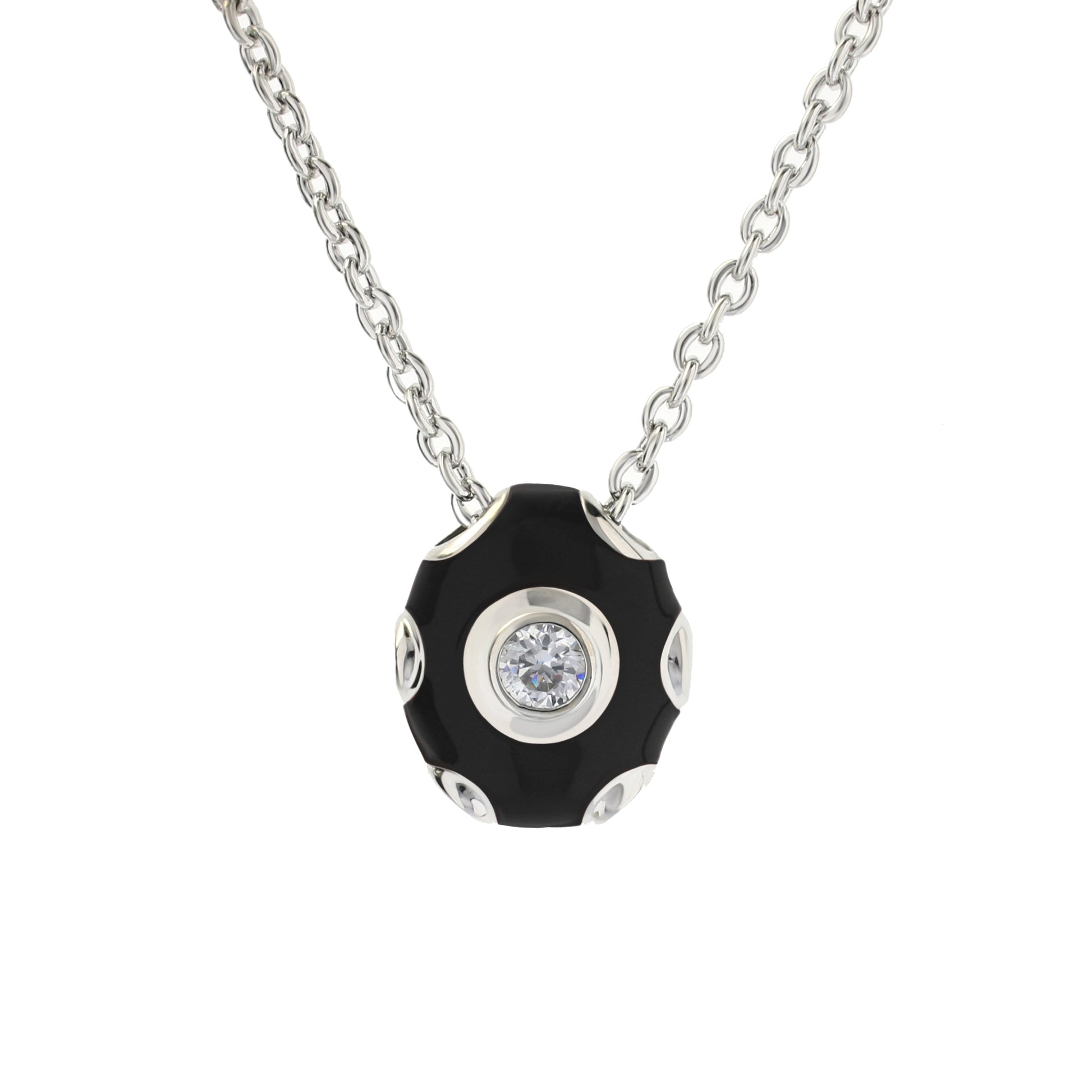 Tiny Dots Necklace by Lauren G Adams on silver chain with black bead and crystal accents on Tampa Home & Garden Store