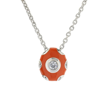 Tiny Dots Necklace orange-red bead pendant with crystal center on Lauren G Adams chain on Tampa Home & Garden Store