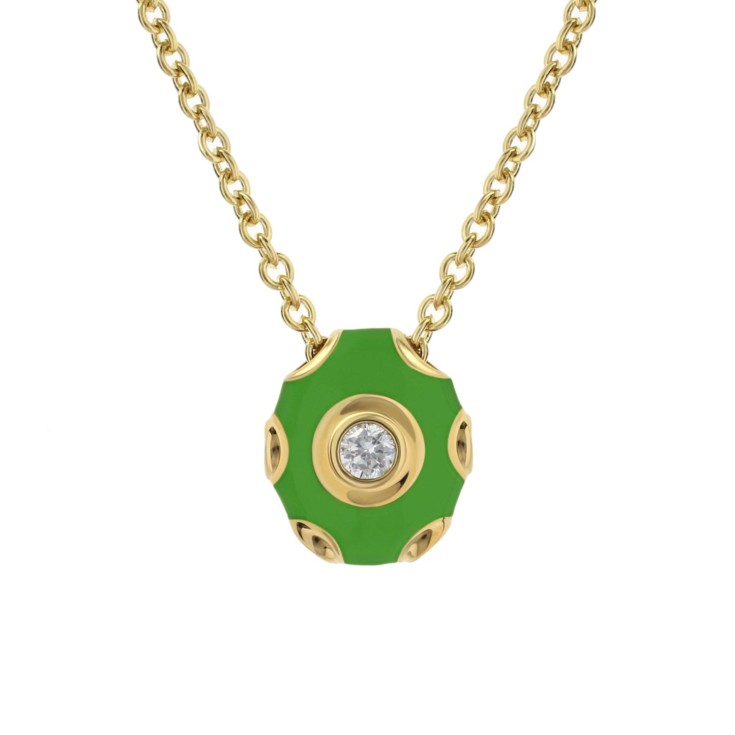 Tiny Dots Necklace green polygon pendant with crystal on gold chain by Lauren G Adams on Tampa Home & Garden Store