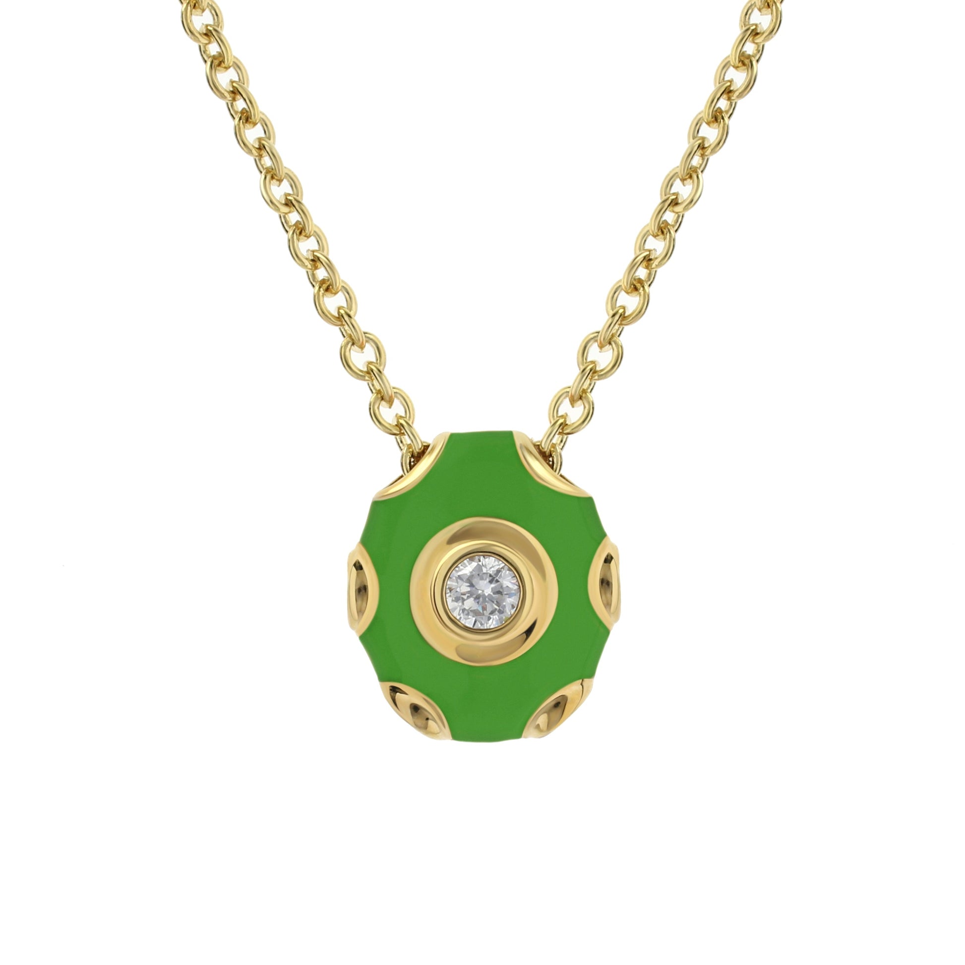 Tiny Dots Necklace green polygon pendant with crystal on gold chain by Lauren G Adams on Tampa Home & Garden Store