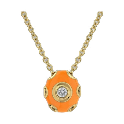 Tiny Dots Necklace by Lauren G Adams, orange enamel pendant on a gold chain on Tampa Home & Garden Store