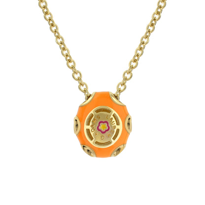 Tiny Dots Necklace orange enamel bead pendant on gold-tone chain with medallion Lauren G Adams on Tampa Home & Garden Store