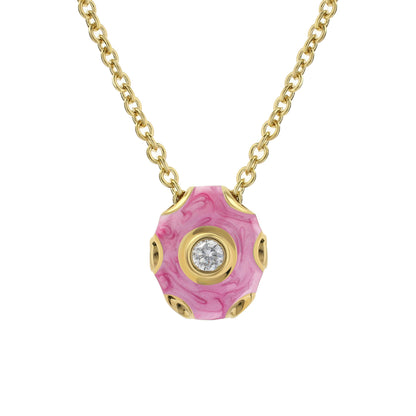 Tiny Dots Necklace pink marbled pendant with crystal center on gold chain by Lauren G Adams on Tampa Home & Garden Store