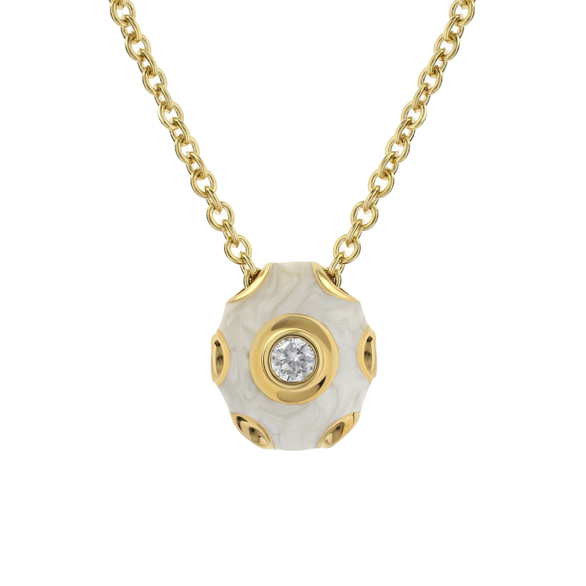Tiny Dots Necklace by Lauren G Adams gold chain with marbled pendant and crystal center on Tampa Home & Garden Store