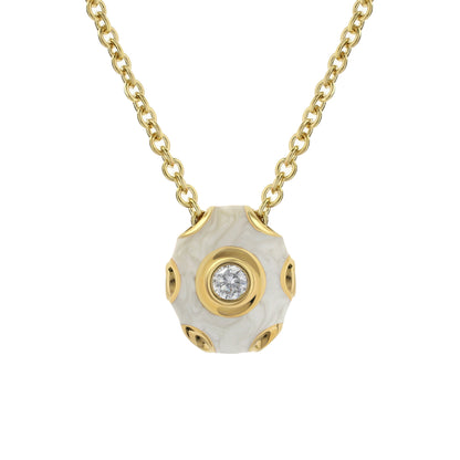 Tiny Dots Necklace by Lauren G Adams gold chain with marbled pendant and crystal center on Tampa Home & Garden Store
