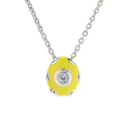 Tiny Dots Necklace yellow pendant with crystal on silver chain on Tampa Home & Garden Store