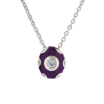 Tiny Dots Necklace purple bead pendant with crystal on silver chain on Tampa Home & Garden Store