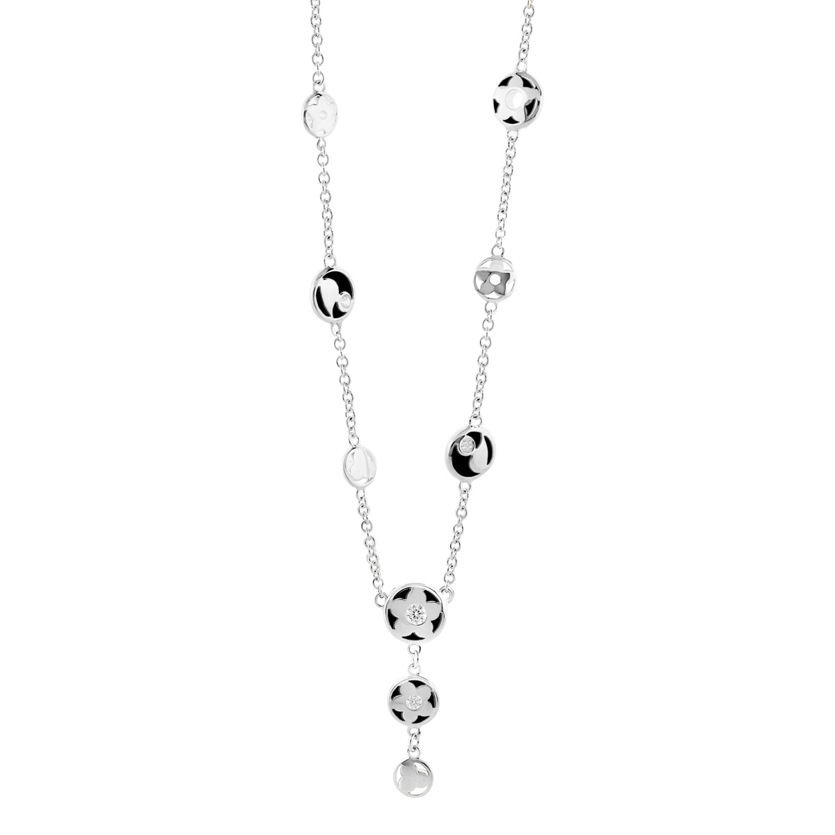 Stackable Desire Necklace by Lauren G Adams, silver-tone chain with circular charm disks on Tampa Home & Garden Store