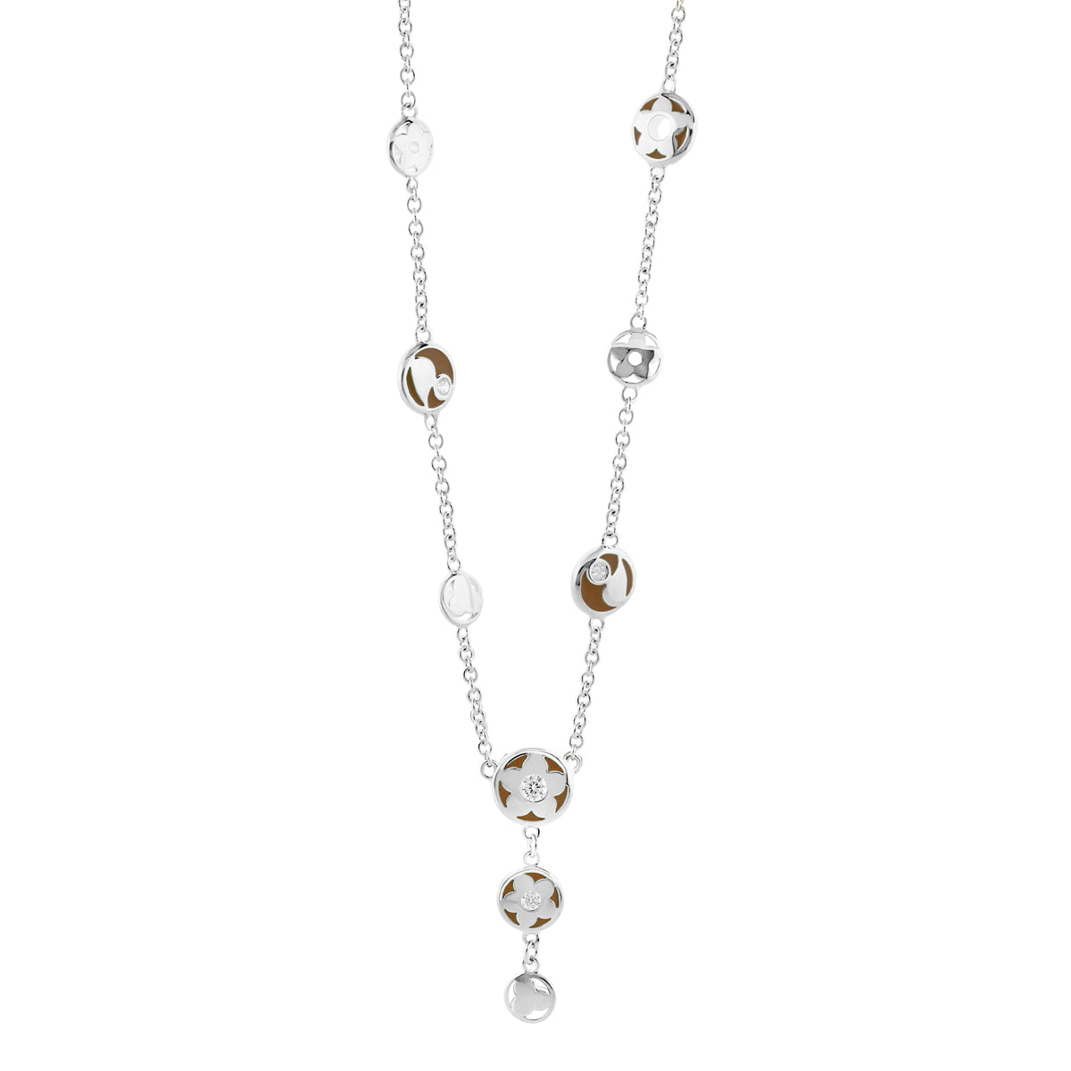 Stackable Desire Necklace by Lauren G Adams, silver-tone chain with brown enamel circular beads on Tampa Home & Garden Store