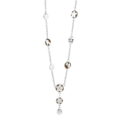 Stackable Desire Necklace by Lauren G Adams, silver-tone chain with brown enamel circular beads on Tampa Home & Garden Store