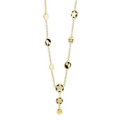 Stackable Desire Necklace by Lauren G Adams, gold-tone chain with bezel charms and crystals on Tampa Home & Garden Store