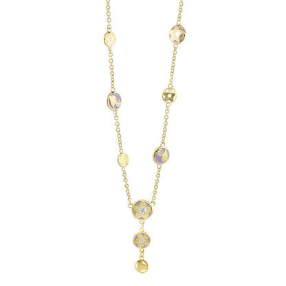 Stackable Desire Necklace by Lauren G Adams, gold-tone chain with purple enamel round charms on Tampa Home & Garden Store