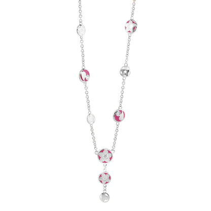 Stackable Desire Necklace by Lauren G Adams, silver chain with pink enamel circular charms on Tampa Home & Garden Store