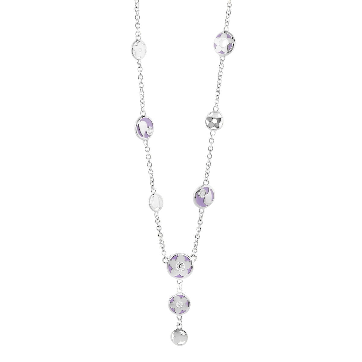 Stackable Desire Necklace purple enamel beads on silver-tone chain on Tampa Home & Garden Store