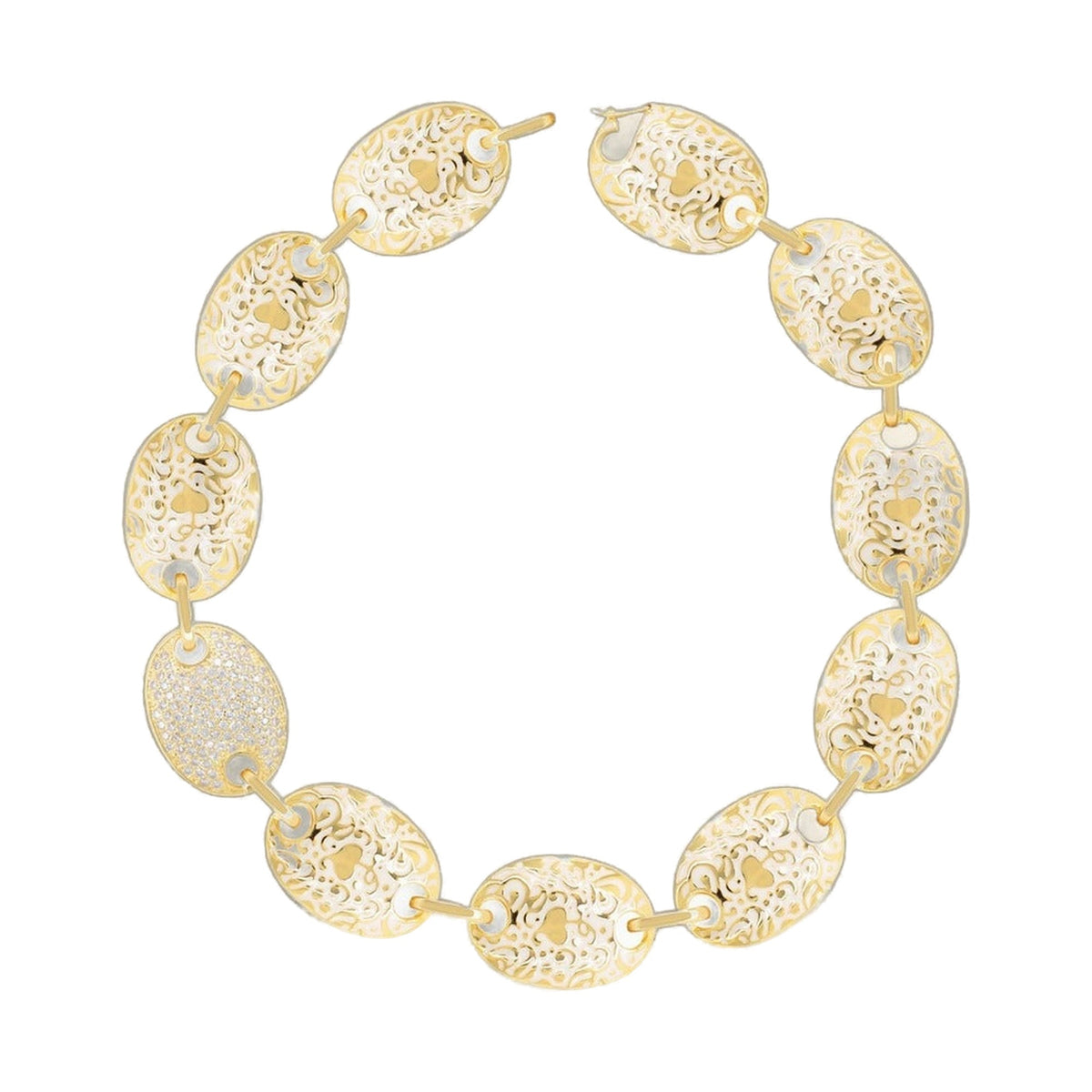 Hidden Hearts Necklaces short necklace by Lauren G Adams in gold-tone with oval filigree links on Tampa Home & Garden Store
