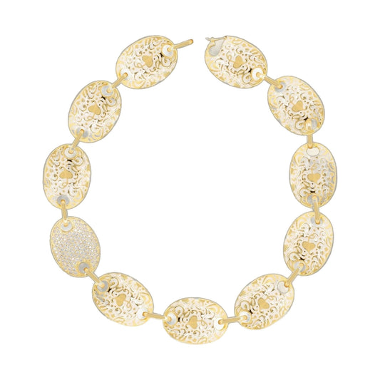 Hidden Hearts Necklaces short necklace by Lauren G Adams in gold-tone with oval filigree links on Tampa Home & Garden Store
