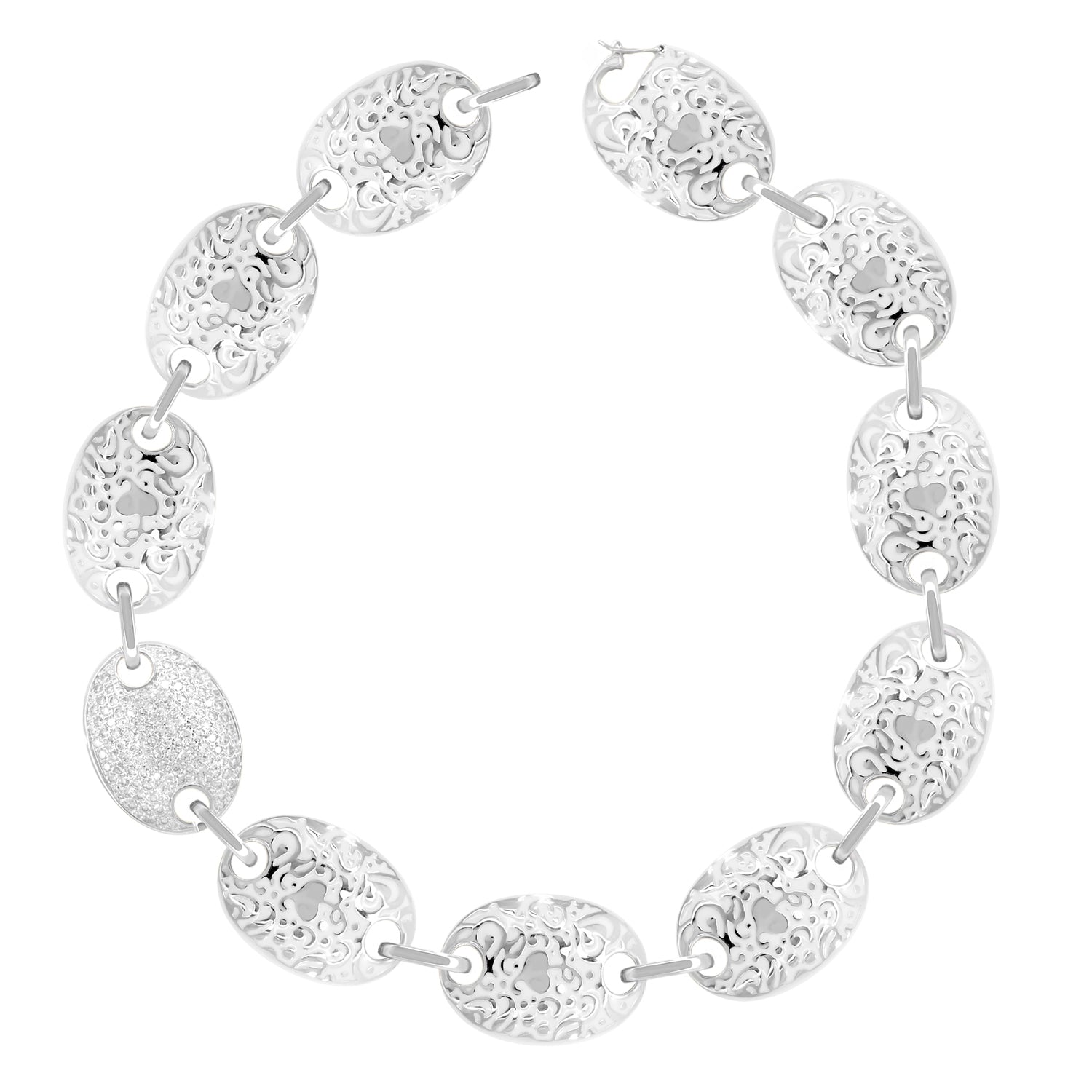 Hidden Hearts Necklaces short silver necklace by Lauren G Adams with ornate oval filigree links on Tampa Home & Garden Store