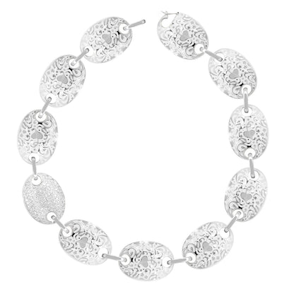 Hidden Hearts Necklaces short silver necklace by Lauren G Adams with ornate oval filigree links on Tampa Home & Garden Store