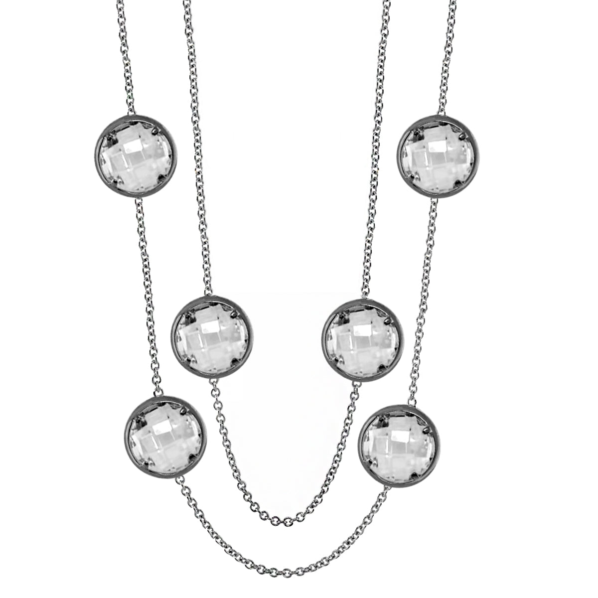 Glamour by the Yard Necklace silver-tone chain with circular clear crystals Lauren G Adams on Tampa Home & Garden Store