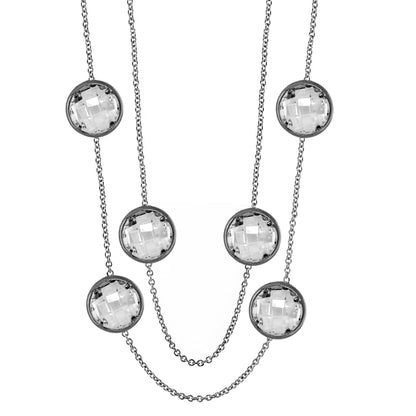 Glamour by the Yard Necklace silver-tone chain with circular clear crystals Lauren G Adams on Tampa Home & Garden Store