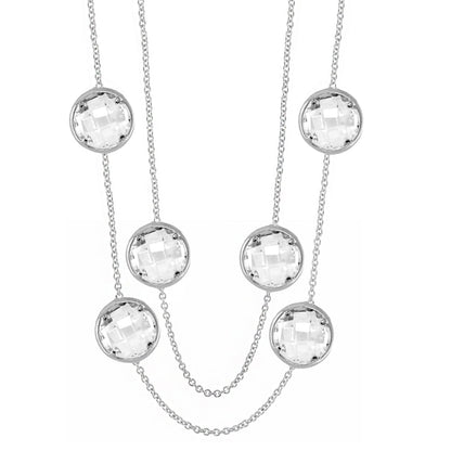 Glamour by the Yard Necklace with silver-tone chains and crystal stations, multi-strand design on Tampa Home & Garden Store
