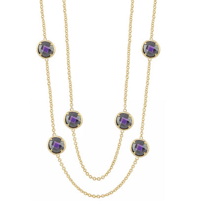 Glamour by the Yard Necklace, gold-tone layered chains with purple gemstone bead accents on Tampa Home & Garden Store