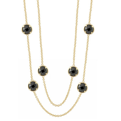 Glamour by the Yard Necklace gold-tone chain with black faceted stones on multiple strands on Tampa Home & Garden Store