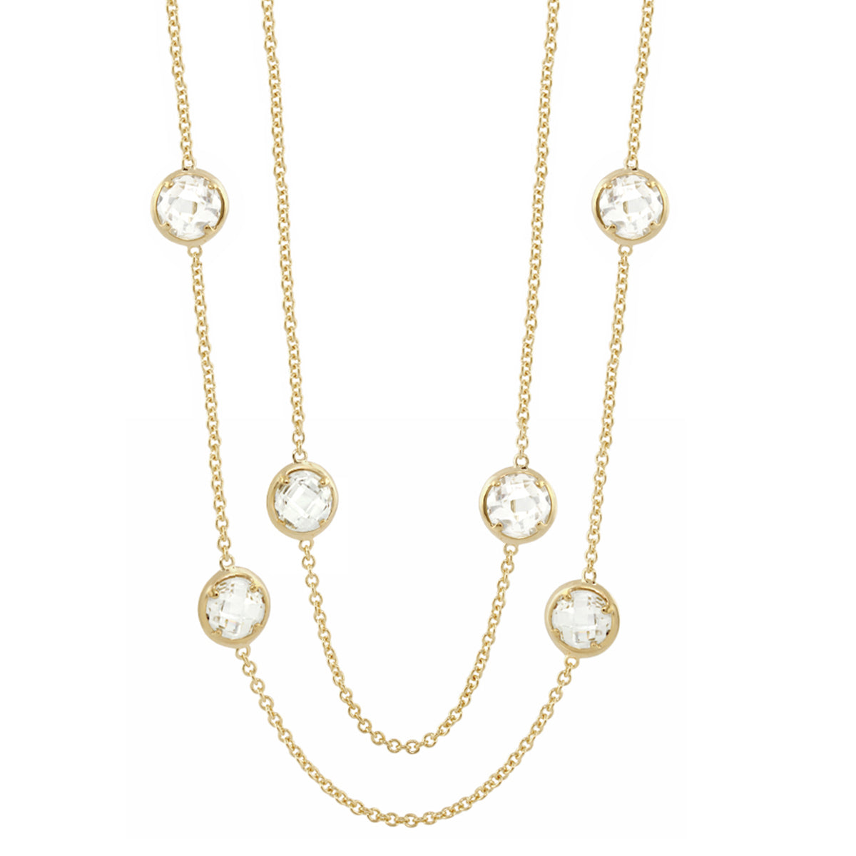 Glamour by the Yard Necklace, layered chains with crystal bezel beads Lauren G Adams on Tampa Home & Garden Store