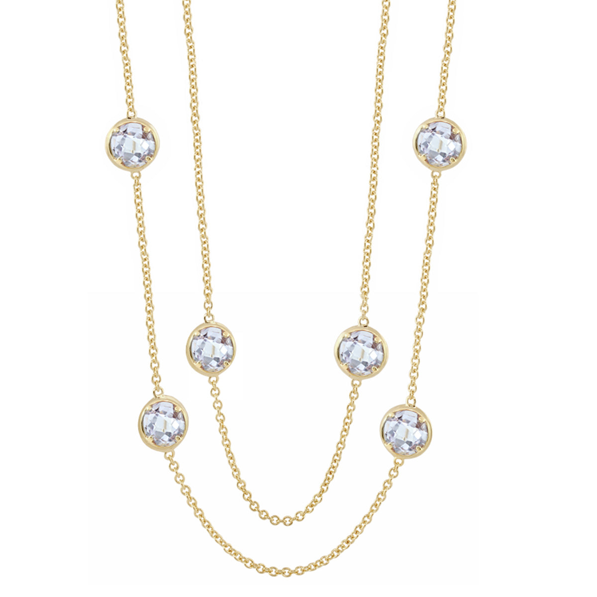 Glamour by the Yard Necklace, gold-tone layered chain with bezel-set crystals by Lauren G Adams on Tampa Home & Garden Store