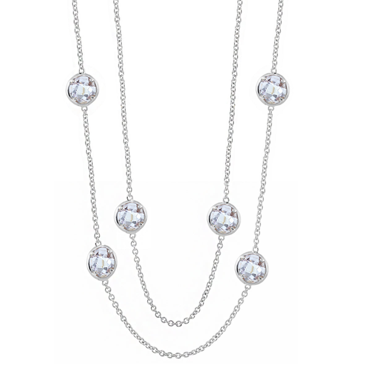Glamour by the Yard Necklace, clear crystal beads on silver chains by Lauren G Adams on Tampa Home & Garden Store
