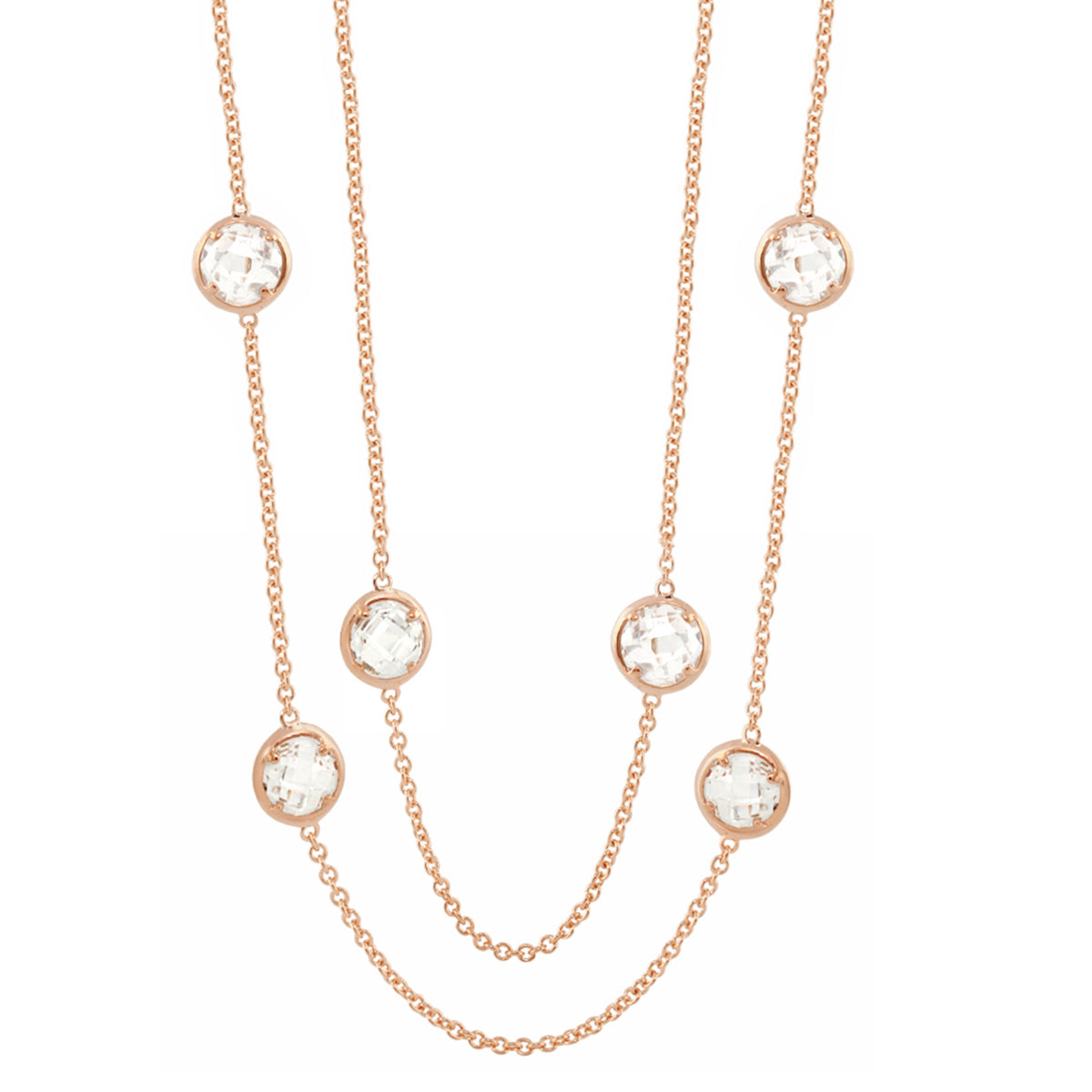 Glamour by the Yard Necklace, rose gold tone chain with crystal bezel charms by Lauren G Adams on Tampa Home & Garden Store
